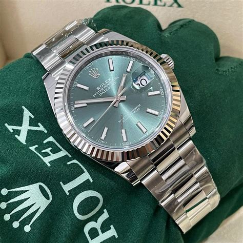 rolex datejust mint green 41|rolex datejust 41 value.